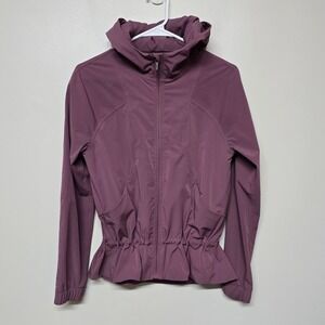 Lululemon‎ Pack It Up Jacket Sz 4 Full Zip Hooded Drawcord Waist Back Vent Mauve